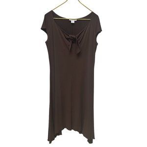 Bianca Nygard Brown Scoop Neck with Ties Cap Sleeves Dress Women's Size Medium